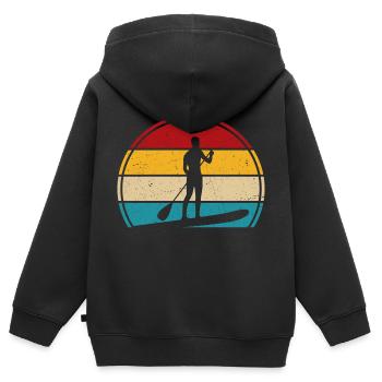 Retro paddeln paddel surfen paddelsurf - Kinder Premium Organic Zip Hoodie - Schwarz - Hinten - AI Model Kid Male (0cm)