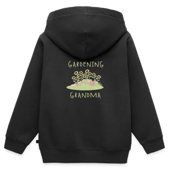 Gardening Grandma - Kinder Premium Organic Zip Hoodie - Schwarz - Hinten - AI Model Kid Male (0cm)