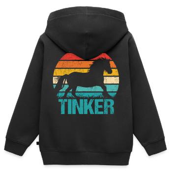 Irish Tinker Horse Tinker Horse Retro Vintage Style - Kids Premium Organic Zip-up Hoodie - black - Back - AI Model Kid Male (0cm)