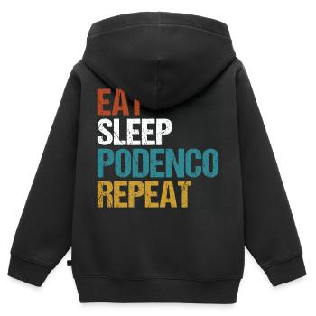 Podenco Greyhound Canario Eat Sleep Saying Vintage - Kids Premium Organic Zip-up Hoodie - black - Back - AI Model Kid Male (0cm)