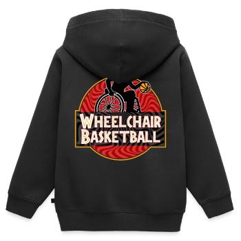 Rollstuhlbasketball Rollstuhl Basketball - Kinder Premium Organic Zip Hoodie - Schwarz - Hinten - AI Model Kid Male (0cm)