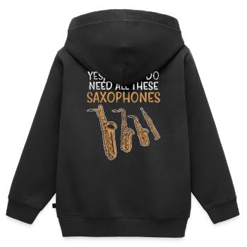 Saxophone Arten - Kinder Premium Organic Zip Hoodie - Schwarz - Hinten - AI Model Kid Male (0cm)
