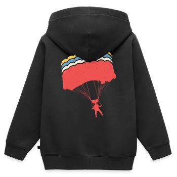 Parachutisme rétro parachutisme parachutisme skydiver - Sweat Premium à capuche zippé enfant bio - noir - Dos - AI Model Kid Male (0cm)