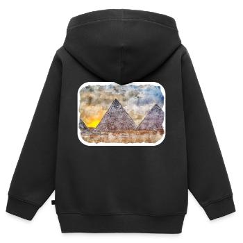 Cairo Egypt Watercolor Sketch Drawn Illustration - Kids Premium Organic Zip-up Hoodie - black - Back - AI Model Kid Male (0cm)