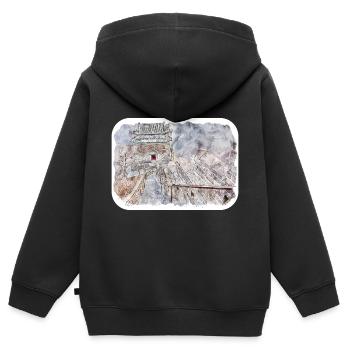 Beijing China Watercolor Sketch Illustration - Kids Premium Organic Zip-up Hoodie - black - Back - AI Model Kid Male (0cm)