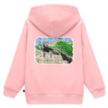 Peking China Aquarell Skizze Illustration - Kinder Premium Organic Zip Hoodie - Rosa - Hinten - AI Model Kid Female (0cm)