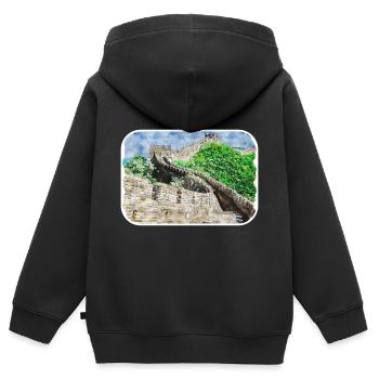 Beijing China Watercolor Sketch Illustration - Kids Premium Organic Zip-up Hoodie - black - Back - AI Model Kid Male (0cm)