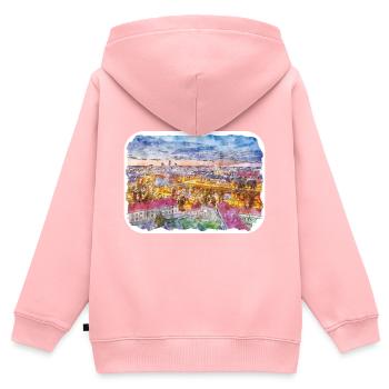 Lithuania Landmark Watercolor Sketch Illustration - Kids Premium Organic Zip-up Hoodie - rose - Back - AI Model Kid Female (0cm)