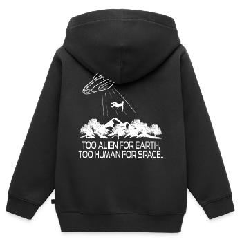 Trop étranger pour la terre Trop humain pour - Sweat Premium à capuche zippé enfant bio - noir - Dos - AI Model Kid Male (0cm)