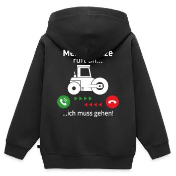 Meine Walze ruft an ich muss gehen - Kinder Premium Organic Zip Hoodie - Schwarz - Hinten - AI Model Kid Male (0cm)