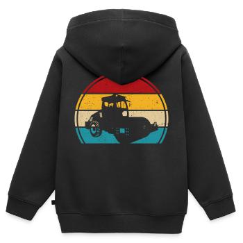 Walze retro t-shirt Straßenwalze - Kinder Premium Organic Zip Hoodie - Schwarz - Hinten - AI Model Kid Male (0cm)