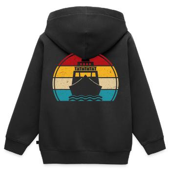 Croisière rétro bateau guide cruiser - Sweat Premium à capuche zippé enfant bio - noir - Dos - AI Model Kid Male (0cm)