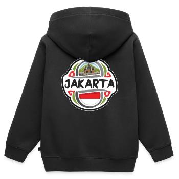 Jakarta Indonesien Flagge Abzeichen Reise Souvenir Briefmarke - Kinder Premium Organic Zip Hoodie - Schwarz - Hinten - AI Model Kid Male (0cm)