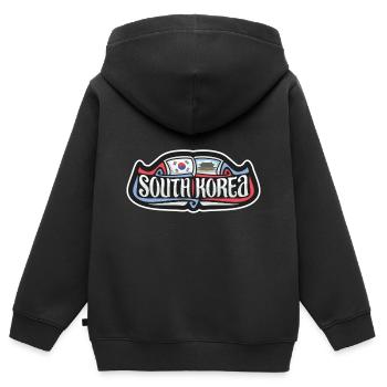 Südkorea Flagge Reise Souvenir Aufkleber Abzeichen Protokoll - Kinder Premium Organic Zip Hoodie - Schwarz - Hinten - AI Model Kid Male (0cm)