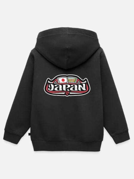 Giappone Bandiera Di Viaggio Souvenir Adesivo Badge Logo - Felpa Premium con cappuccio con zip bambino bio - nero