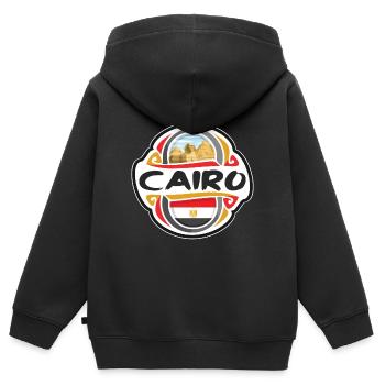 Cairo Egypt Flag Badge Travel Souvenir Stamp - Kids Premium Organic Zip-up Hoodie - black - Back - AI Model Kid Male (0cm)