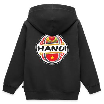 Hanoi Vietnam Flagge Abzeichen Reise Souvenir Stempel - Kinder Premium Organic Zip Hoodie - Schwarz - Hinten - AI Model Kid Male (0cm)