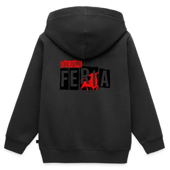 Kultur Feria - Kinder Premium Organic Zip Hoodie - Schwarz - Hinten - AI Model Kid Male (0cm)