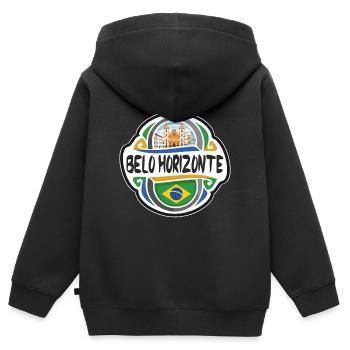 Belo Horizonte Brésil Drapeau Voyage Souvenir Badge S - Sweat Premium à capuche zippé enfant bio - noir - Dos - AI Model Kid Male (0cm)