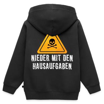 Nieder mit den Hausaufgaben - Kinder Premium Organic Zip Hoodie - Schwarz - Hinten - AI Model Kid Male (0cm)