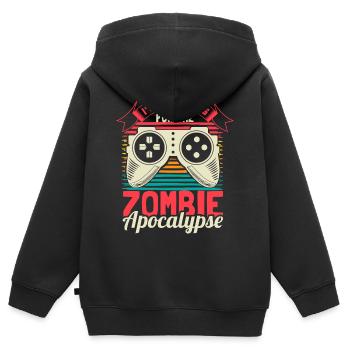 Zombie Apokalypse Lustig Geschenkidee - Kinder Premium Organic Zip Hoodie - Schwarz - Hinten - AI Model Kid Male (0cm)