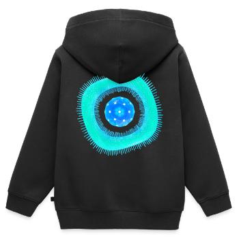 Cellule abstraite - Sweat Premium à capuche zippé enfant bio - noir - Dos - AI Model Kid Male (0cm)