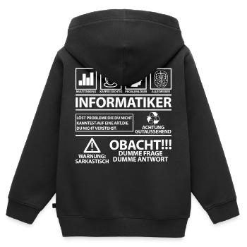 Informatiker lustig lustige Sprüche Spruch Witzig - Kinder Premium Organic Zip Hoodie - Schwarz - Hinten - AI Model Kid Male (0cm)