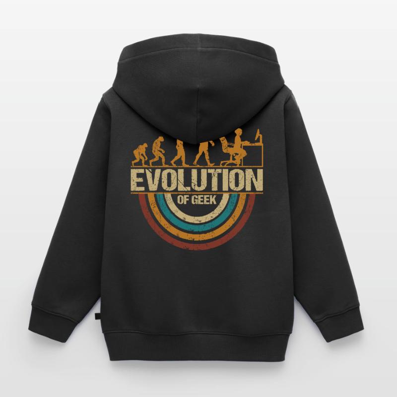 Computer Nerd Programmeur Evolution drôle Sweat Premium à capuche zippé enfant bio