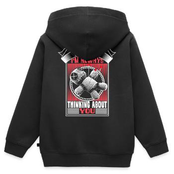 Poupée vaudou - Sweat Premium à capuche zippé enfant bio - noir - Dos - AI Model Kid Male (0cm)