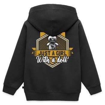 Sorcellerie vaudou drôle - Sweat Premium à capuche zippé enfant bio - noir - Dos - AI Model Kid Male (0cm)