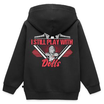 Poupée vaudou disant idée cadeau - Sweat Premium à capuche zippé enfant bio - noir - Dos - AI Model Kid Male (0cm)