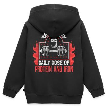 Krafttraining Pumpen Hanteln - Kinder Premium Organic Zip Hoodie - Schwarz - Hinten - AI Model Kid Male (0cm)