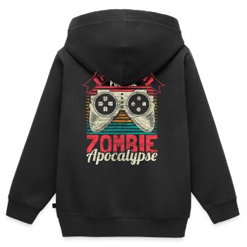 Zombie Apocalypse Gamer Idée cadeau de survie - Sweat Premium à capuche zippé enfant bio - noir - Dos - AI Model Kid Male (0cm)