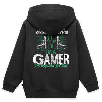 Zombie Apokalypse Virus Lustig - Kinder Premium Organic Zip Hoodie - Schwarz - Hinten - AI Model Kid Male (0cm)