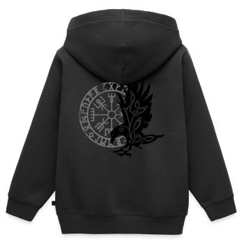 Nordischer Rabe vegvisir Wikinger-Symbol - Kinder Premium Organic Zip Hoodie - Schwarz - Hinten - AI Model Kid Male (0cm)