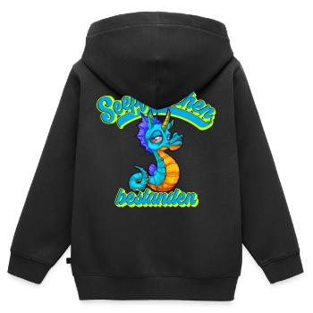 Seepferdchen Bestanden Frühschwimmer - Kinder Premium Organic Zip Hoodie - Schwarz - Hinten - AI Model Kid Male (0cm)
