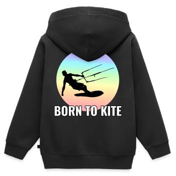 Kitesurfing Kitesurf Kiteboarding Kiteboarder - Sweat Premium à capuche zippé enfant bio - noir - Dos - AI Model Kid Male (0cm)