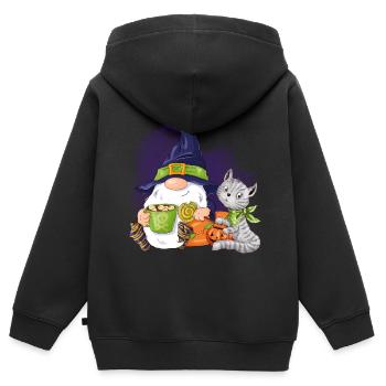 Halloween-Wichtel - Kinder Premium Organic Zip Hoodie - Schwarz - Hinten - AI Model Kid Male (0cm)
