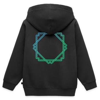Décoration de cadre carré bleu vert - Sweat Premium à capuche zippé enfant bio - noir - Dos - AI Model Kid Male (0cm)