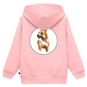 Alano Espanol Hund Aquarell Skizze Illustration - Kinder Premium Organic Zip Hoodie - Rosa - Hinten - AI Model Kid Female (0cm)