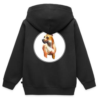 Alano Espanol Dog Aquarelle Sketch Illustration - Sweat Premium à capuche zippé enfant bio - noir - Dos - AI Model Kid Male (0cm)