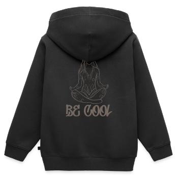 BE COOL Yoga Design Line Art Stil - Kinder Premium Organic Zip Hoodie - Schwarz - Hinten - AI Model Kid Male (0cm)