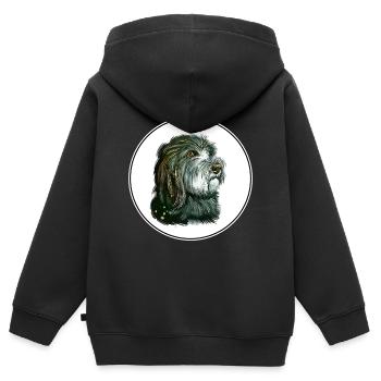 Catalan Sheepdog Dog Watercolor Illustration - Kids Premium Organic Zip-up Hoodie - black - Back - AI Model Kid Male (0cm)