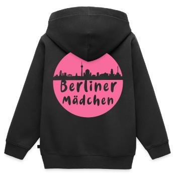 berlin, skyline, kreis, scherenschnitt,berlinerin - Kinder Premium Organic Zip Hoodie - Schwarz - Hinten - AI Model Kid Male (0cm)