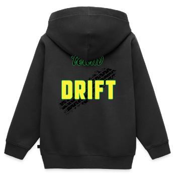 Team DRIFT - Kinder Premium Organic Zip Hoodie - Schwarz - Hinten - AI Model Kid Male (0cm)