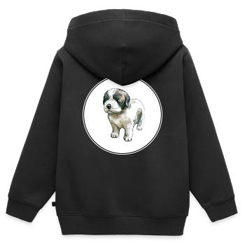 Moscow Watchdog Dog Watercolor Sketch Illustration - Kids Premium Organic Zip-up Hoodie - black - Back - AI Model Kid Male (0cm)