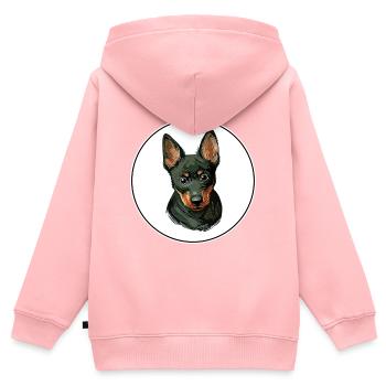 Lancashire Heeler Hund Aquarell Illustration - Kinder Premium Organic Zip Hoodie - Rosa - Hinten - AI Model Kid Female (0cm)