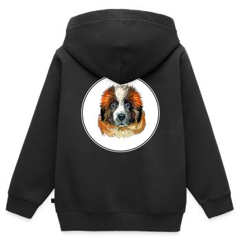 Moscow Watchdog Dog Watercolor Sketch Illustration - Kids Premium Organic Zip-up Hoodie - black - Back - AI Model Kid Male (0cm)
