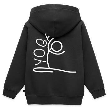 Yoga Übung für ein Workout - Kinder Premium Organic Zip Hoodie - Schwarz - Hinten - AI Model Kid Male (0cm)