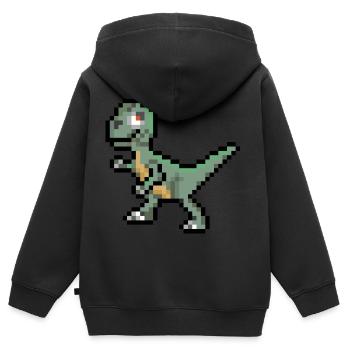 Pixel Dinosaur - Kinder Premium Organic Zip Hoodie - Schwarz - Hinten - AI Model Kid Male (0cm)